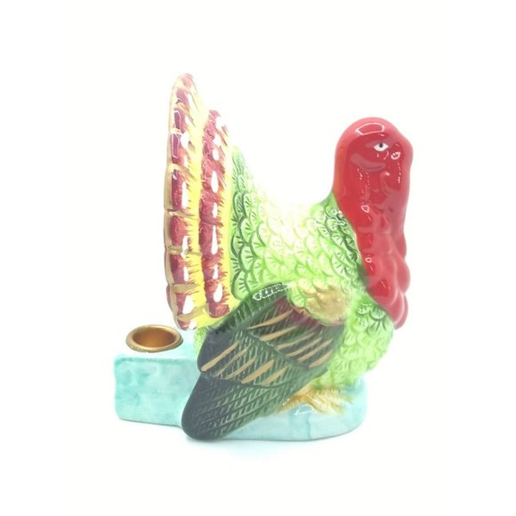 VTG Vermont Store Give Thanks ceramic Turkey Candle Holder W/Box 7" approx. - Picture 8 of 12